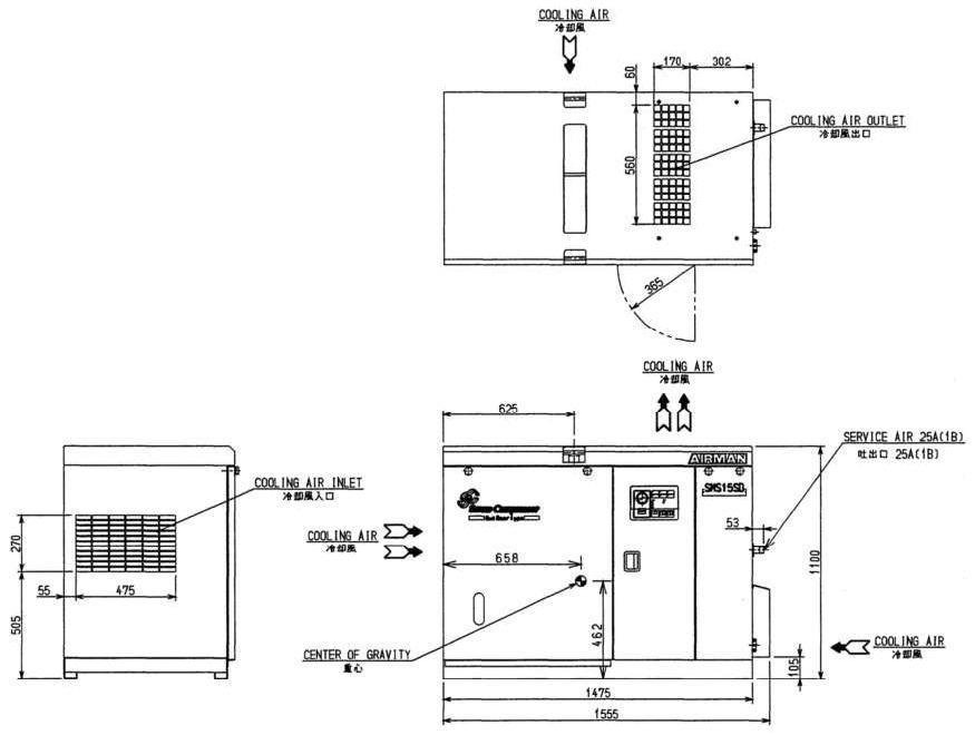 (011031)200V×15KWモーターコンプレッサー（DRY）