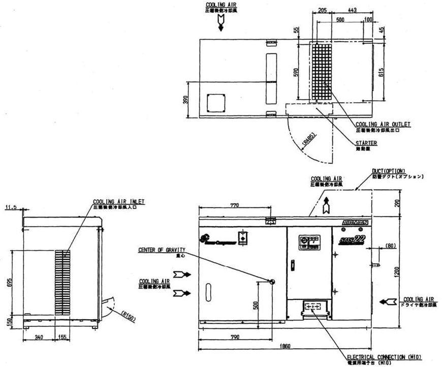 (011032)200V×22KWモーターコンプレッサー（DRY）