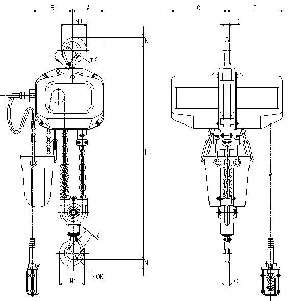 (018003)100Ｖ×1000ｋｇ電動チェンブロック　6ｍ