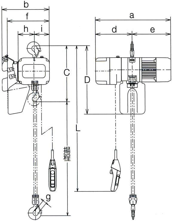 (018012) 200V×1T電動チェンブロック(12m.15m.20m)