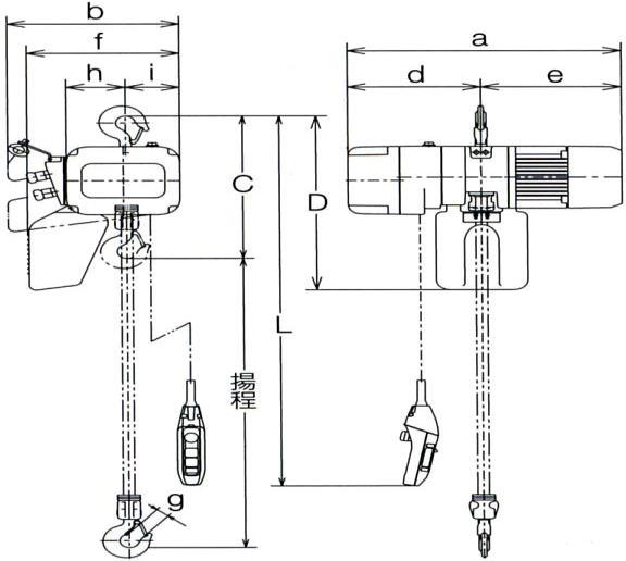 (018025) 2００V×2.0T電動チェンブロック(20m･30m･40m)