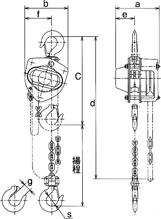 (019010) 1.0Tチェンブロック(2.5m･6m･10m）