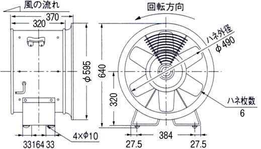 (044021) 200V×500φ軸流ファン