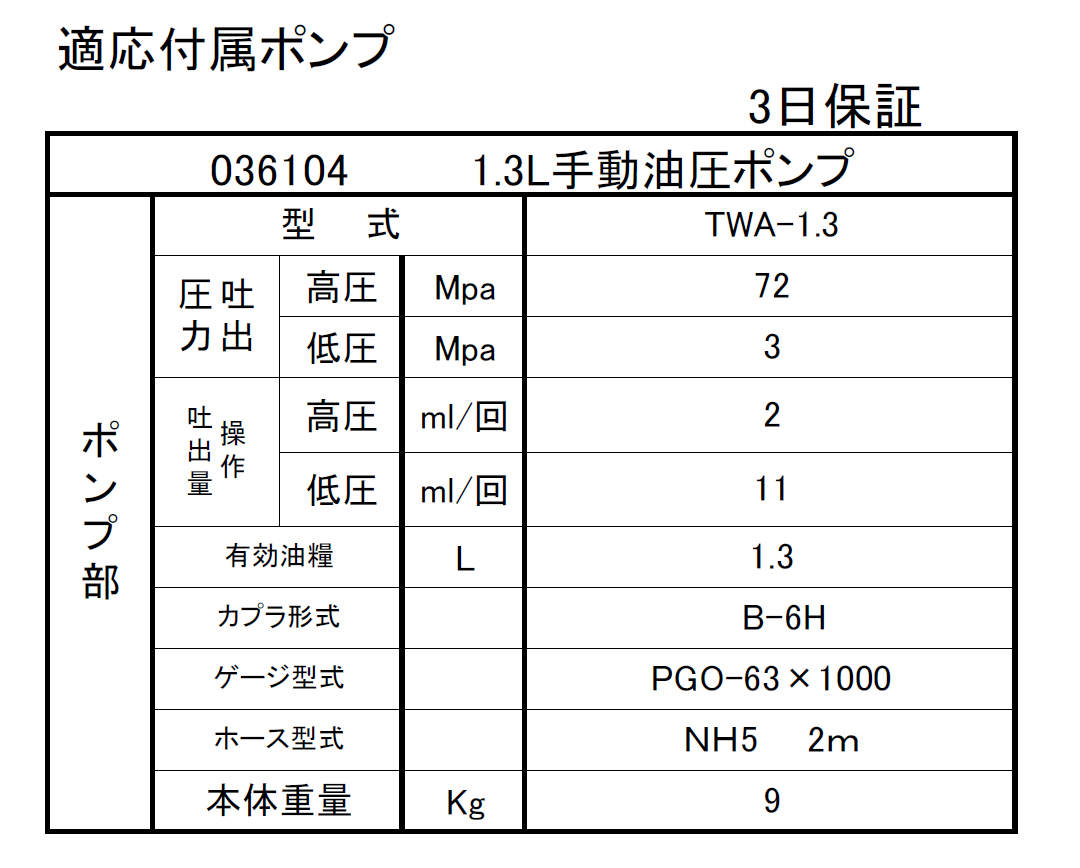 (036111) 20Tギヤプーラ(3本爪）油圧式