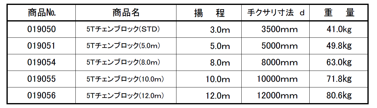 (019050) 5Tチェンブロック