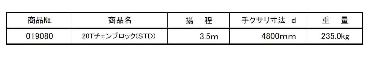 (019080) 20Tチェンブロック(3.5m)